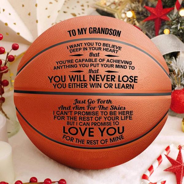 Basketball To My Grandson - You Will Never Lose Engraved Basketball GiveMe-Gifts