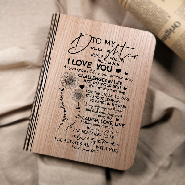 Book Lamp Dad To Daughter - I Will Always Be With You LED Folding Book Light GiveMe-Gifts
