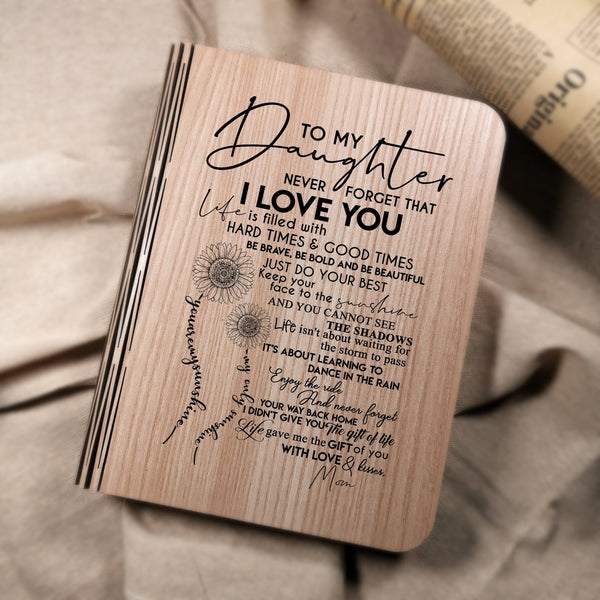 Book Lamp Mom To Daughter - Never Forget That I Love You LED Folding Book Light GiveMe-Gifts