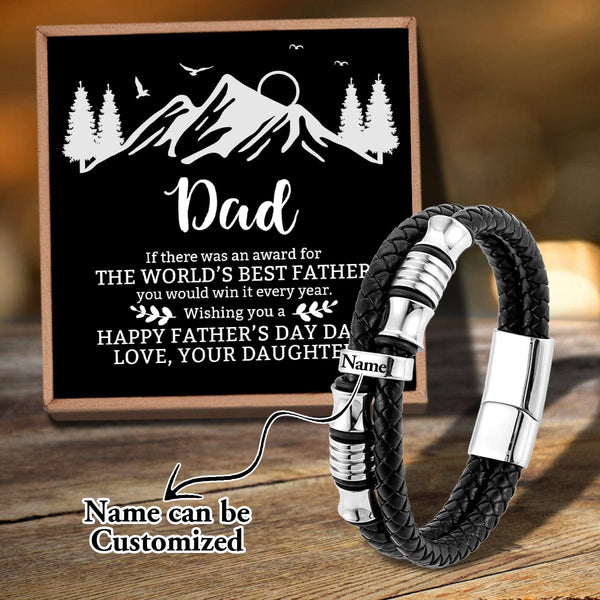 Bracelets For Dad Daughter To Dad - The World's Best Father Personalized Name Bracelet GiveMe-Gifts
