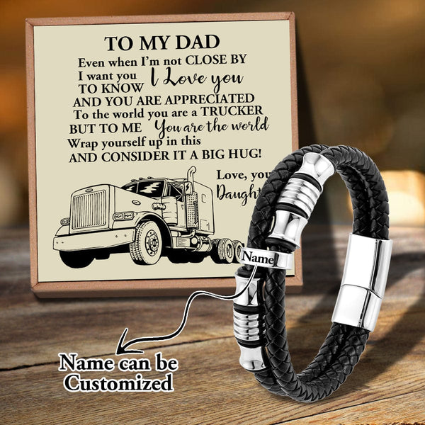 Bracelets For Dad Daughter To Dad - The World's Best Trucker Personalized Name Bracelet GiveMe-Gifts