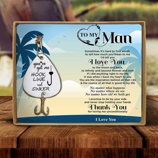 Fishing Hook To My Man - You Have Got Me, Hook, Line And Sinker Engraved Fishing Lure GiveMe-Gifts