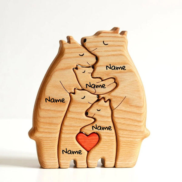 Home Decor Wooden Bear Family Personalized Name Puzzle (5 Personalized Names) GiveMe-Gifts