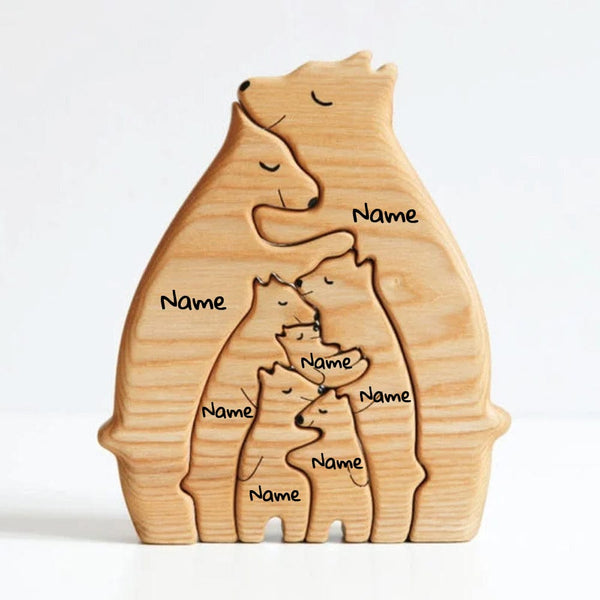 Home Decor Wooden Bear Family Personalized Name Puzzle (7 Personalized Names) GiveMe-Gifts
