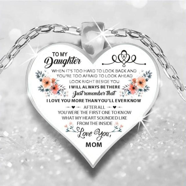 Necklaces To My Daughter - I Love You Engraved Heart Necklace to daughter mom2 GiveMe-Gifts