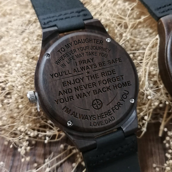 Watches Dad To Daughter - I Am Always Here For You Engraved Wood Watch GiveMe-Gifts