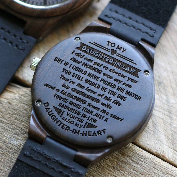 Watches To My Daughter-In-Law - You Are My Daughter In Heart Engraved Wood Watch GiveMe-Gifts