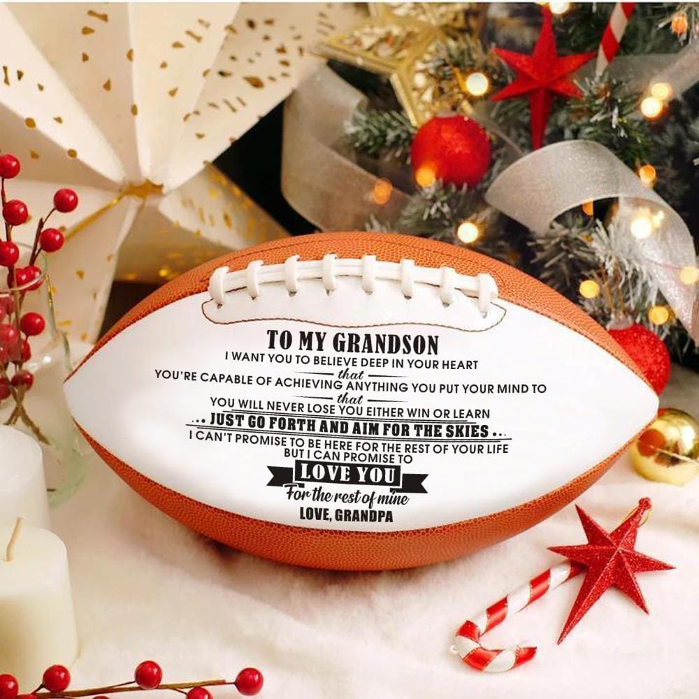 American Football Grandpa To Grandson - I Can Promise To Love You Engraved American Football GiveMe-Gifts