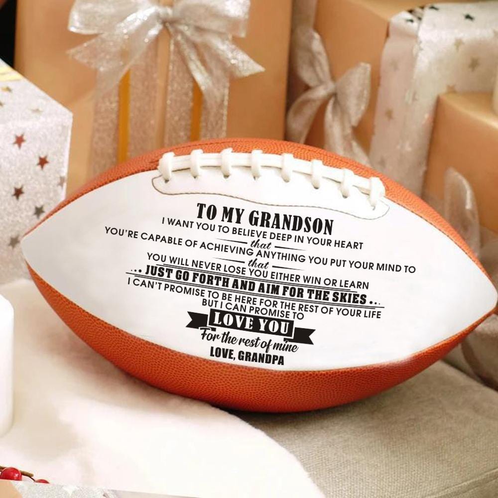 American Football Grandpa To Grandson - I Can Promise To Love You Engraved American Football GiveMe-Gifts