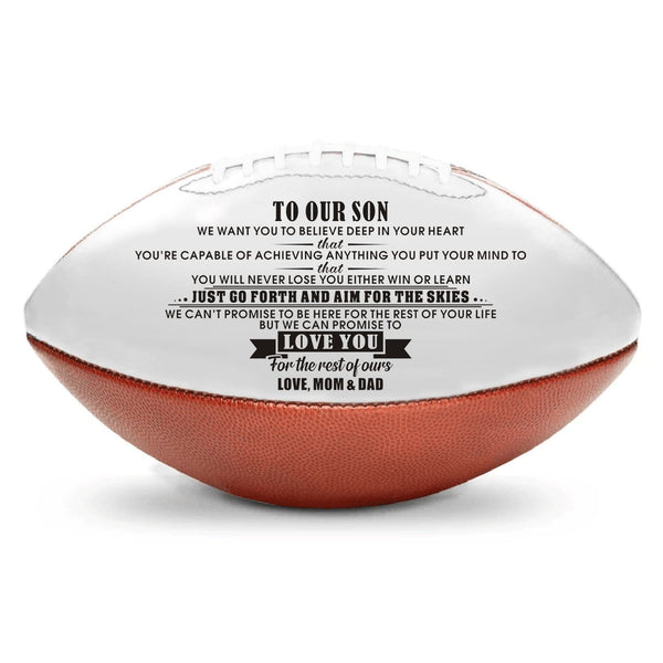 American Football To Our Son - We Can Promise To Love You Engraved American Football GiveMe-Gifts