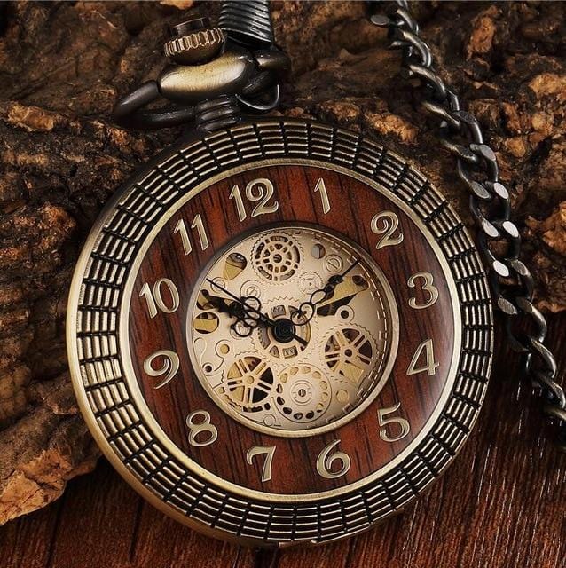 Pocket Watches Solid Wood Mechanic Gear Hollow Vintage Pocket Watch GiveMe-Gifts