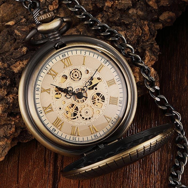 Pocket Watches Solid Wood Mechanic Gear Hollow Vintage Pocket Watch GiveMe-Gifts