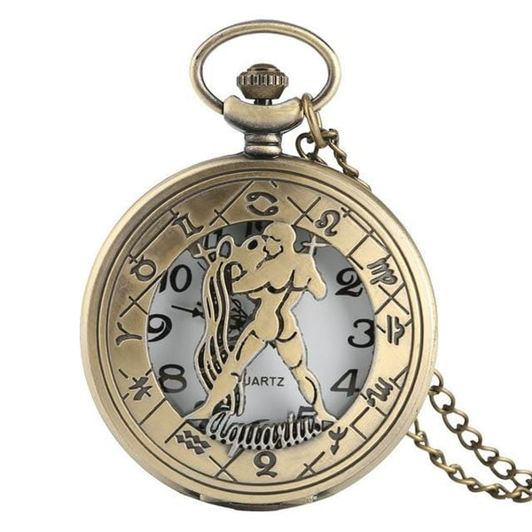 Pocket Watches Twelve Constellations Of Zodiac Bronze Antique Pocket Watch Aquarius GiveMe-Gifts