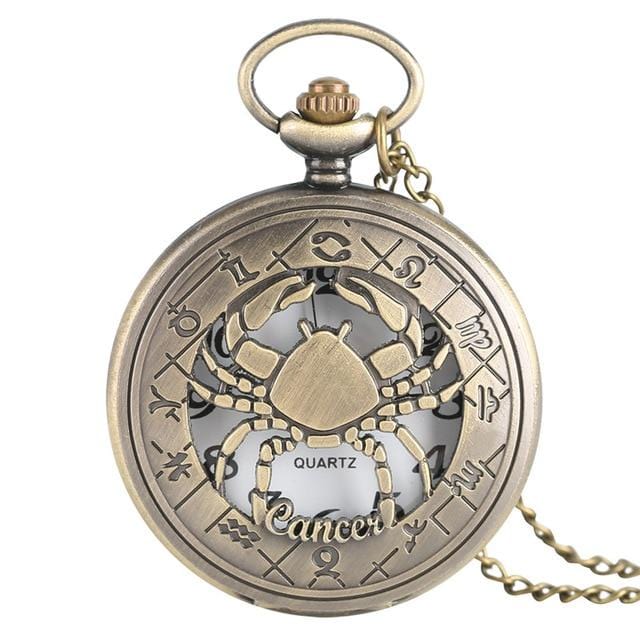 Pocket Watches Twelve Constellations Of Zodiac Bronze Antique Pocket Watch Cancer GiveMe-Gifts