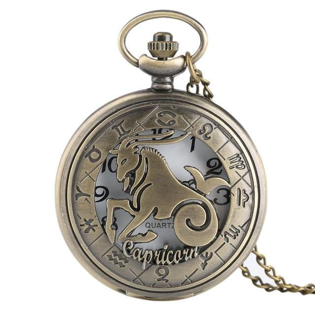 Pocket Watches Twelve Constellations Of Zodiac Bronze Antique Pocket Watch Capricorn GiveMe-Gifts