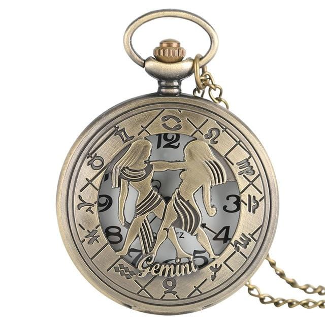 Pocket Watches Twelve Constellations Of Zodiac Bronze Antique Pocket Watch Gemini GiveMe-Gifts
