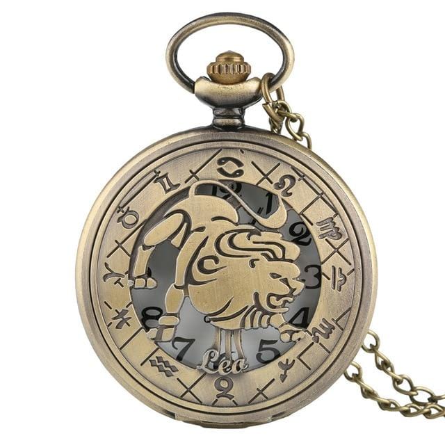 Pocket Watches Twelve Constellations Of Zodiac Bronze Antique Pocket Watch Leo GiveMe-Gifts