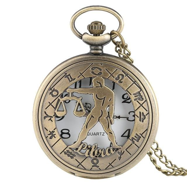 Pocket Watches Twelve Constellations Of Zodiac Bronze Antique Pocket Watch Libra GiveMe-Gifts