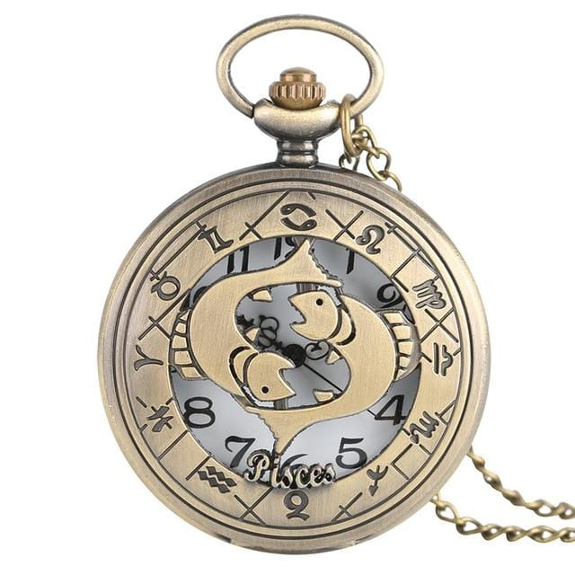 Pocket Watches Twelve Constellations Of Zodiac Bronze Antique Pocket Watch Pisces GiveMe-Gifts