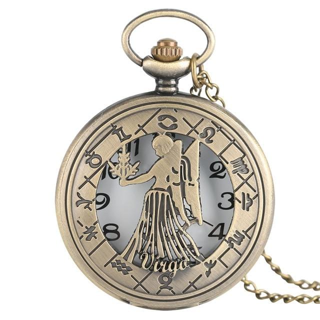 Pocket Watches Twelve Constellations Of Zodiac Bronze Antique Pocket Watch Virgo GiveMe-Gifts