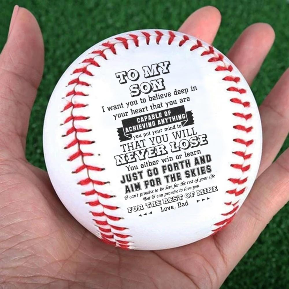 Baseball Dad To Son - Just Go Forth And Aim For The Skies Personalized Baseball GiveMe-Gifts