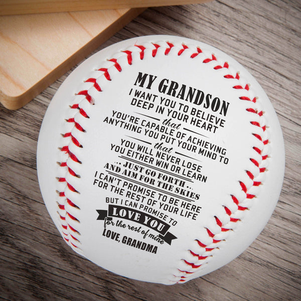 Baseball Grandma To Grandson - Believe Deep In Your Heart Personalized Baseball GiveMe-Gifts