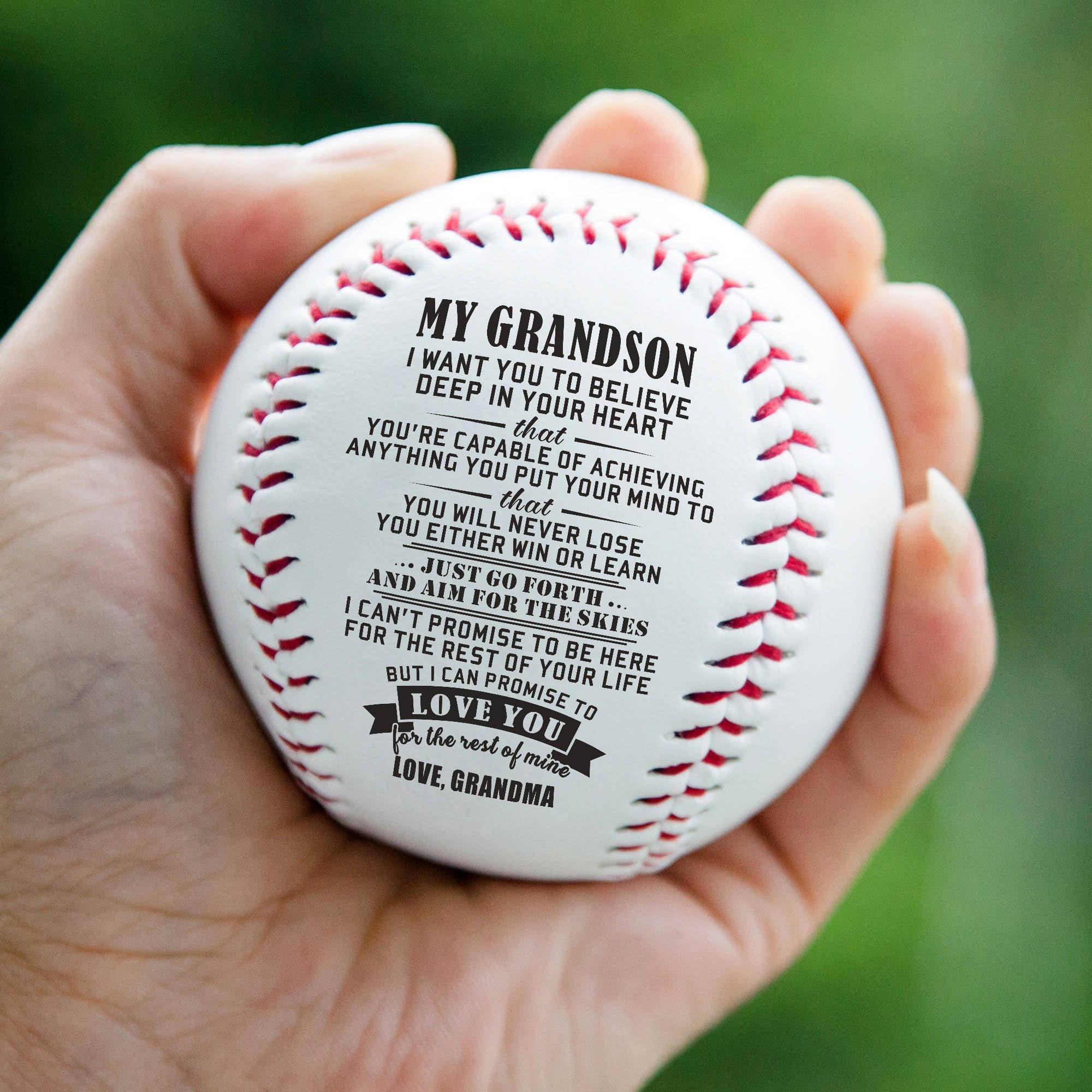 Baseball Grandma To Grandson - Believe Deep In Your Heart Personalized Baseball GiveMe-Gifts