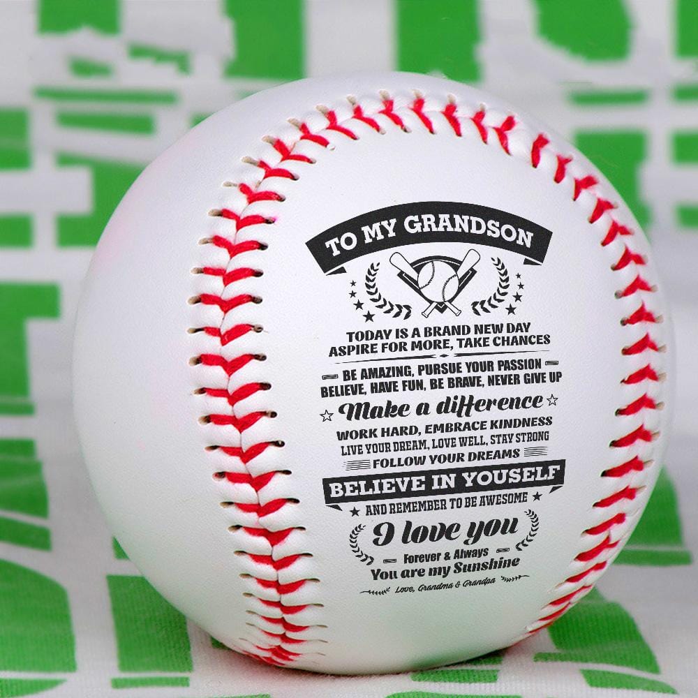 Baseball To My Grandson - You Are My Sunshine Personalized Baseball GiveMe-Gifts