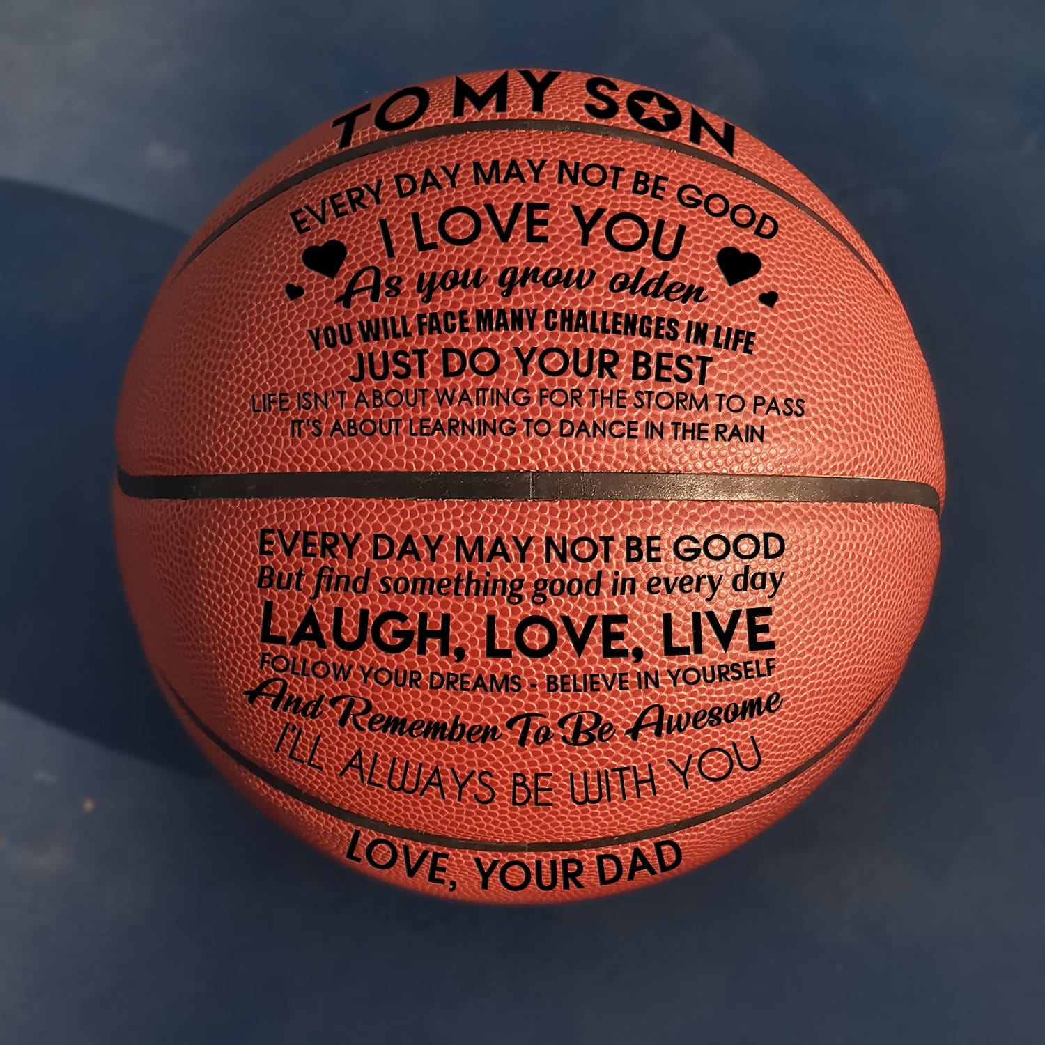 Basketball Dad To Son - I Love You Engraved Basketball GiveMe-Gifts