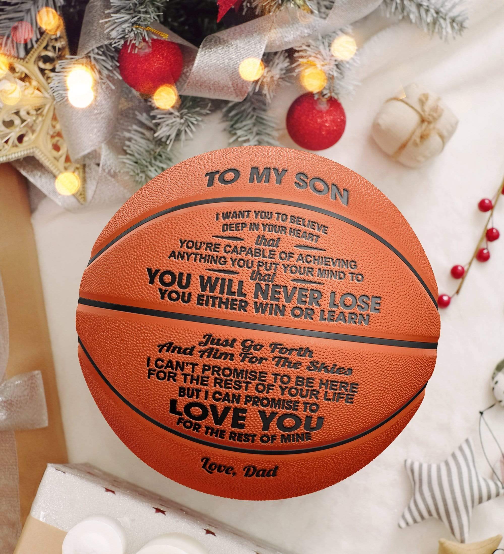 Basketball Dad To Son - You Will Never Lose Engraved Basketball GiveMe-Gifts