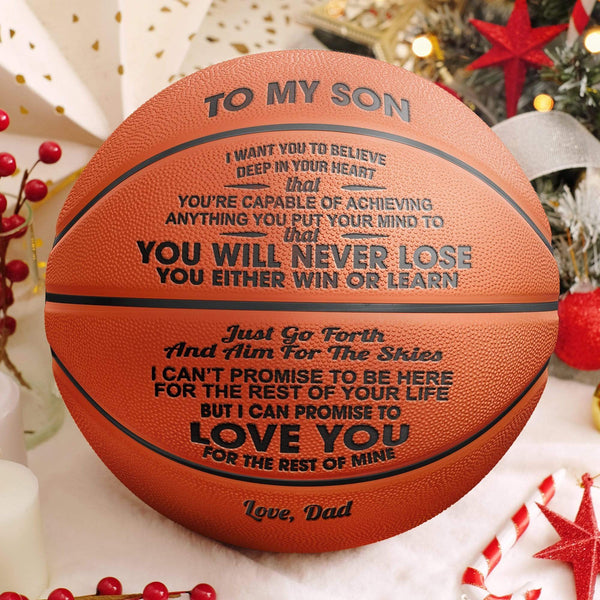 Basketball Dad To Son - You Will Never Lose Engraved Basketball GiveMe-Gifts