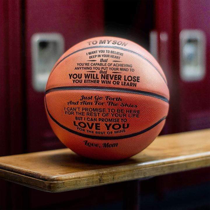 Basketball Mom To Son - You Will Never Lose Engraved Basketball GiveMe-Gifts