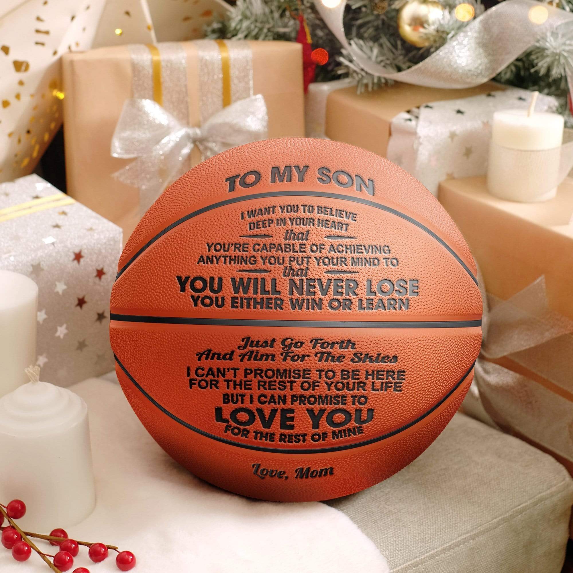 Basketball Mom To Son - You Will Never Lose Engraved Basketball GiveMe-Gifts