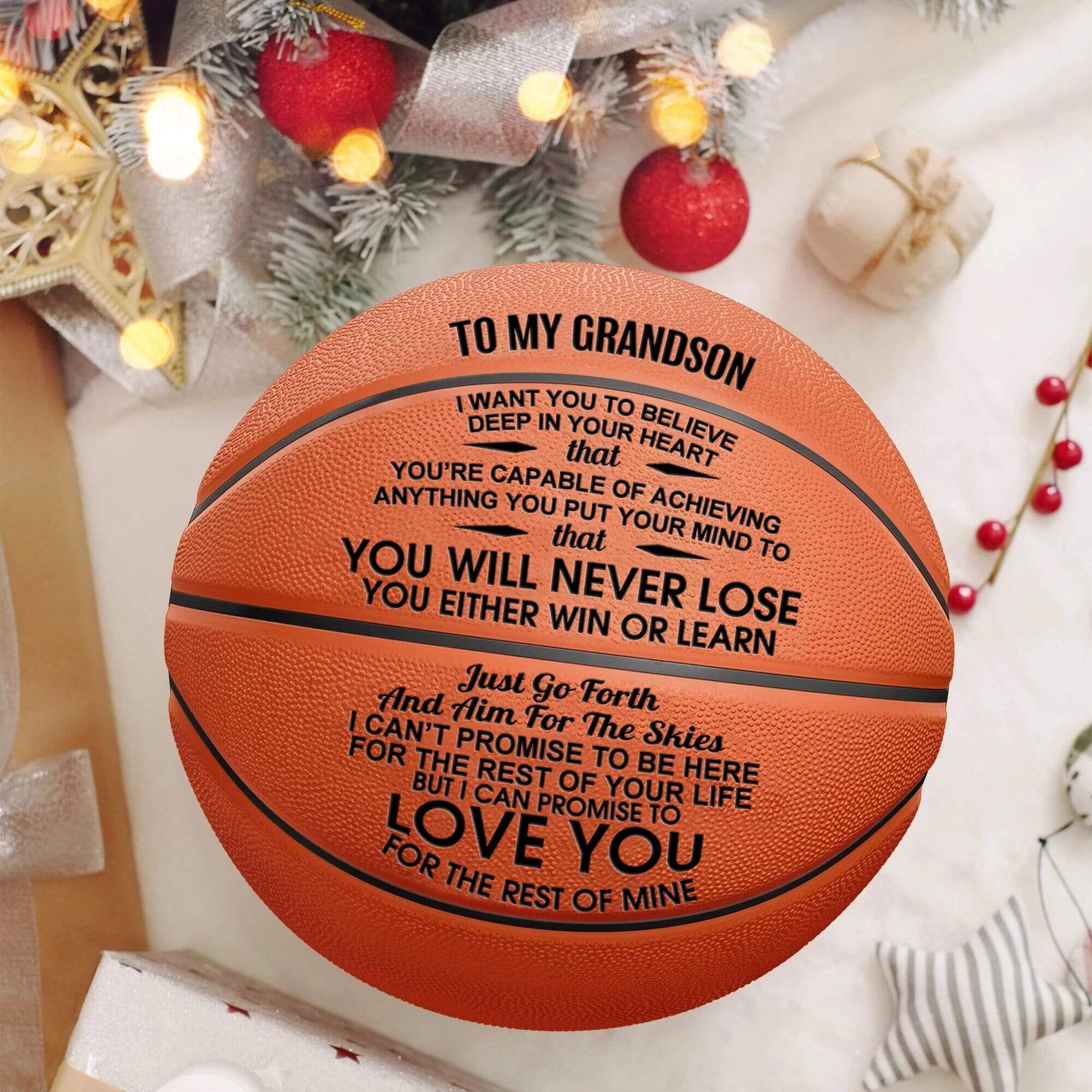 Basketball To My Grandson - You Will Never Lose Engraved Basketball GiveMe-Gifts