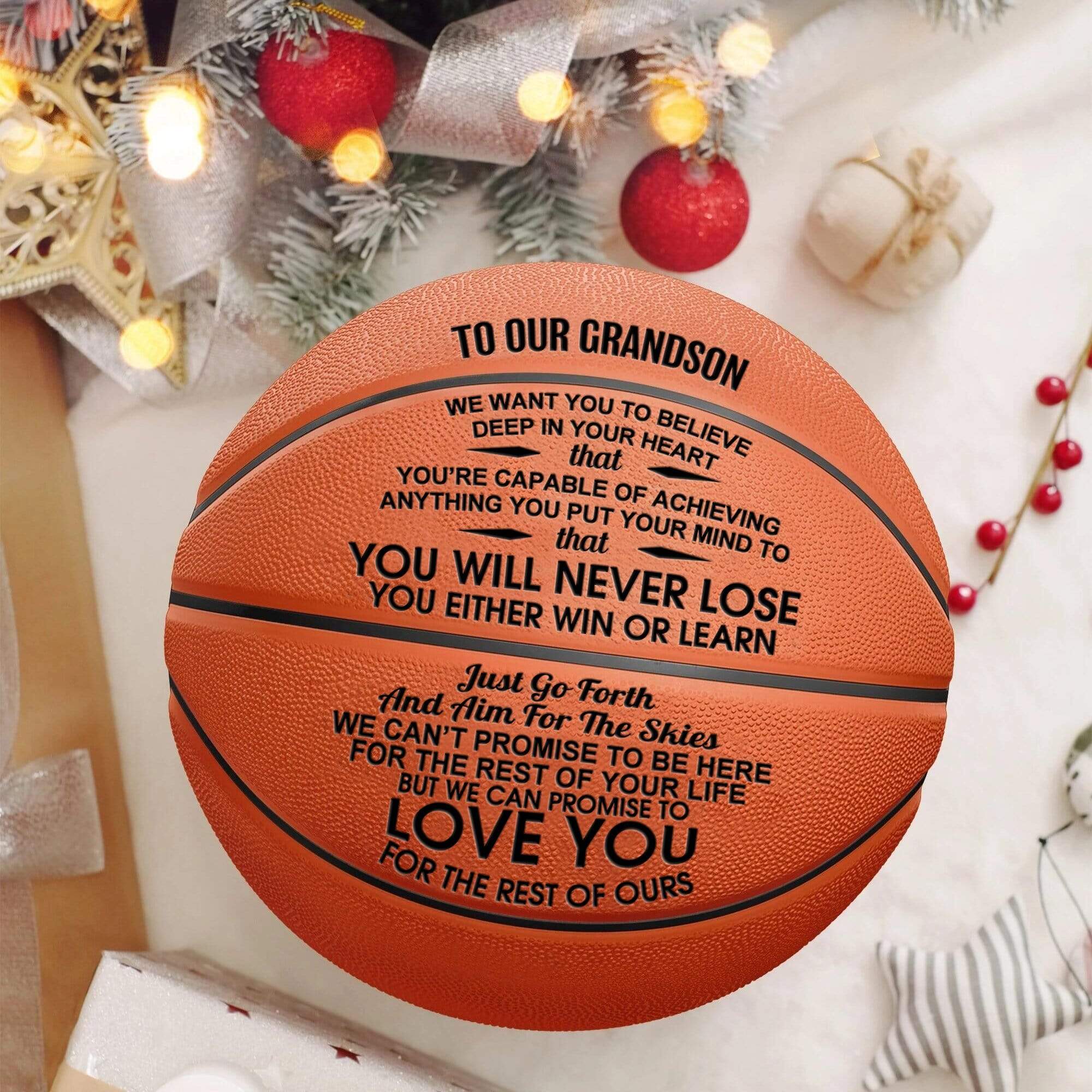 Basketball To Our Grandson - You Will Never Lose Engraved Basketball GiveMe-Gifts