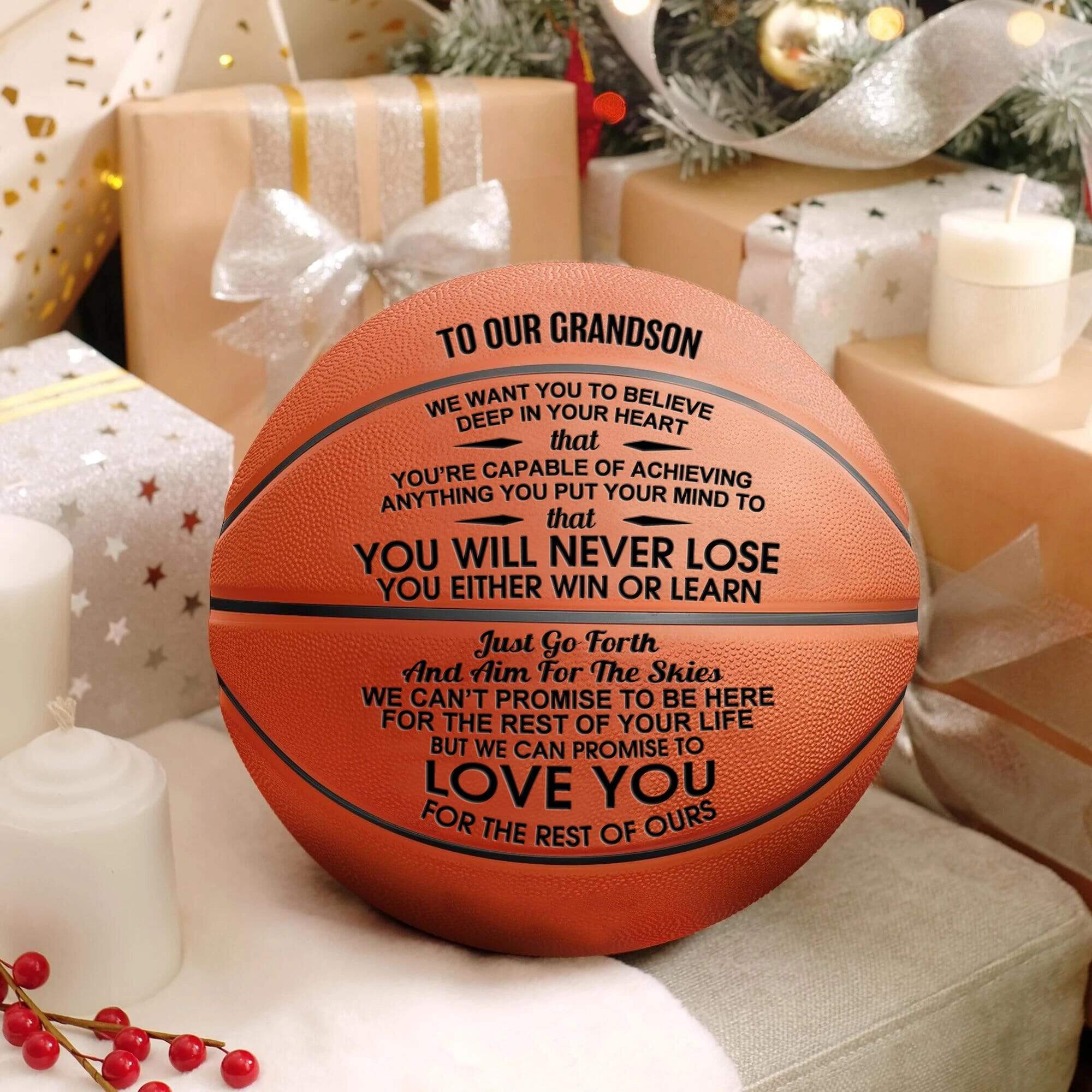 Basketball To Our Grandson - You Will Never Lose Engraved Basketball GiveMe-Gifts
