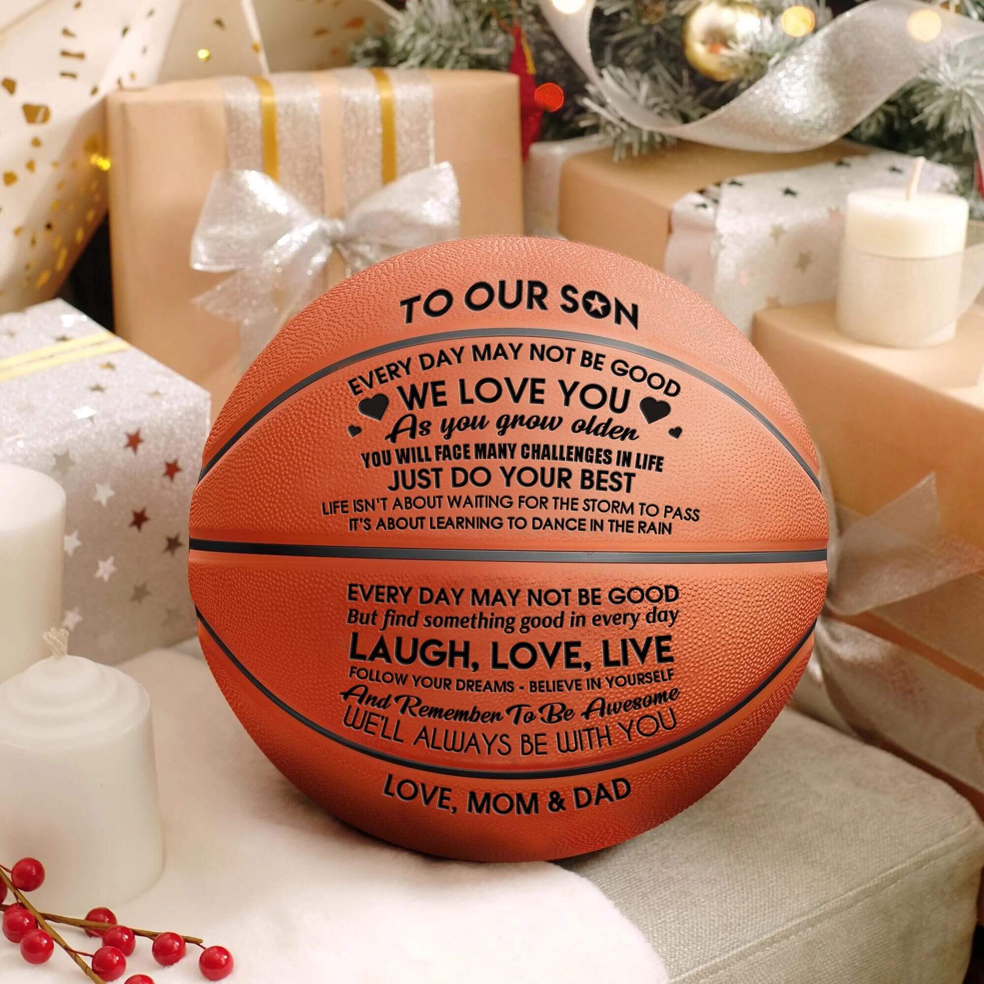 Basketball To Our Son - I Love You Engraved Basketball GiveMe-Gifts