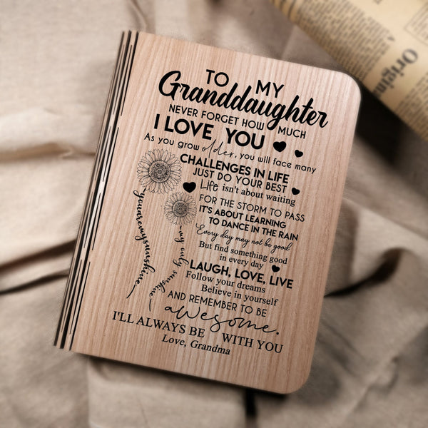 Book Lamp Grandma To Granddaughter - I Will Always Be With You LED Folding Book Light GiveMe-Gifts