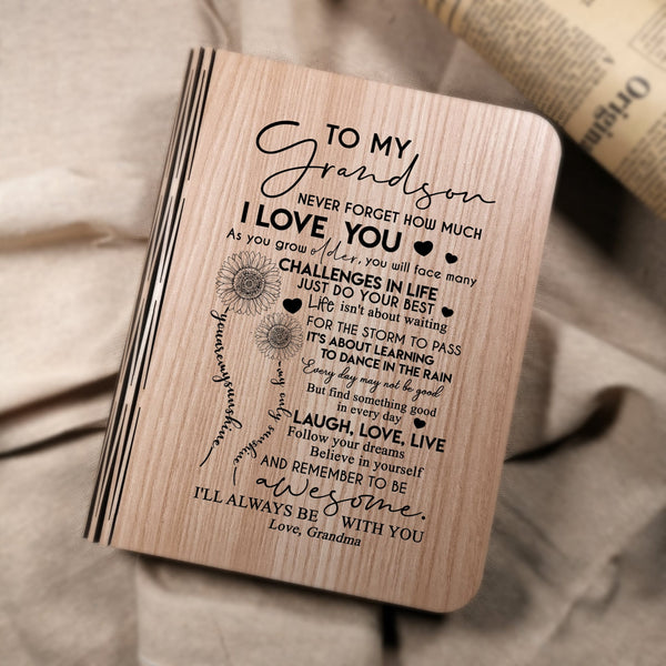 Book Lamp Grandma To Grandson - I Will Always Be With You LED Folding Book Light GiveMe-Gifts