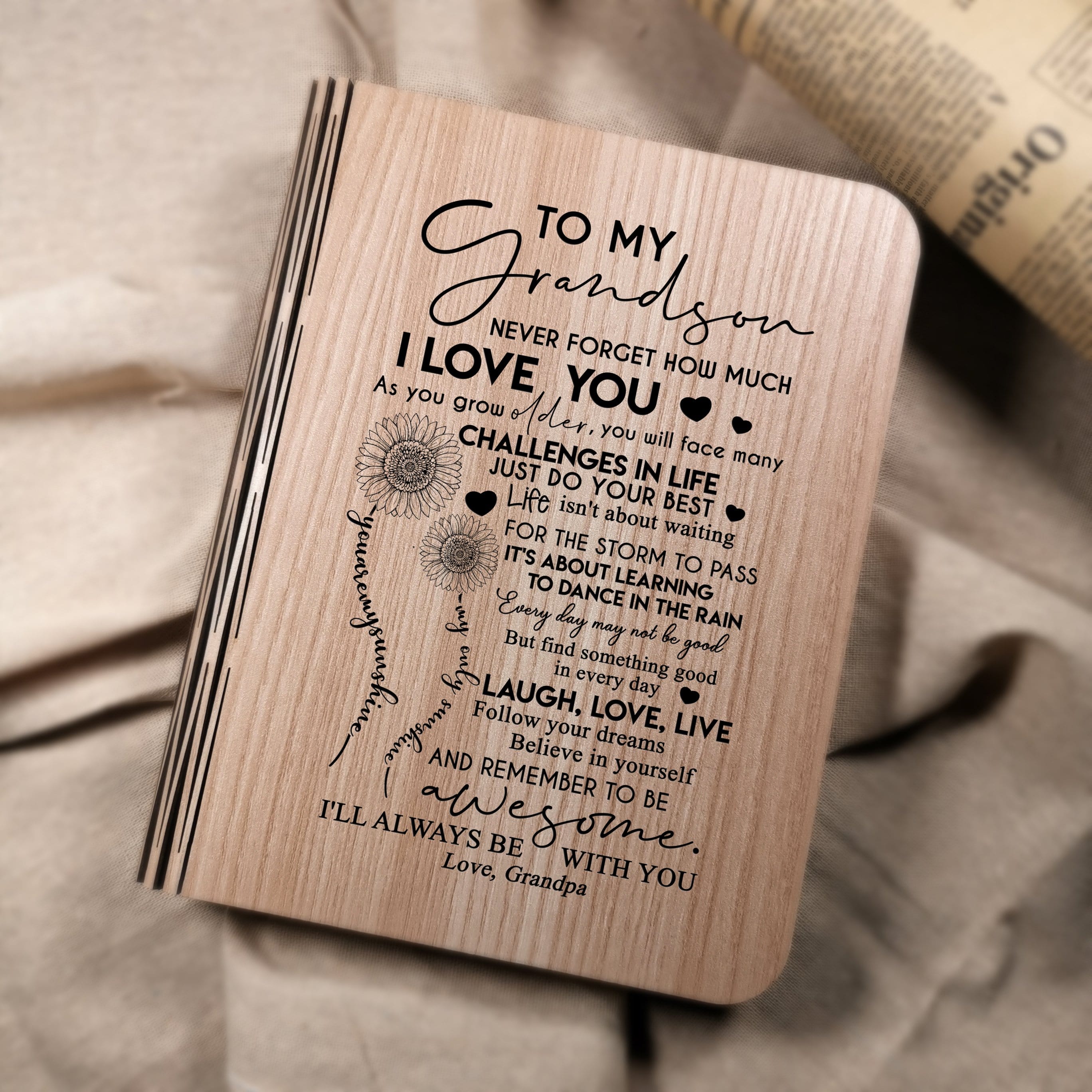 Book Lamp Grandpa To Grandson - I Will Always Be With You LED Folding Book Light GiveMe-Gifts