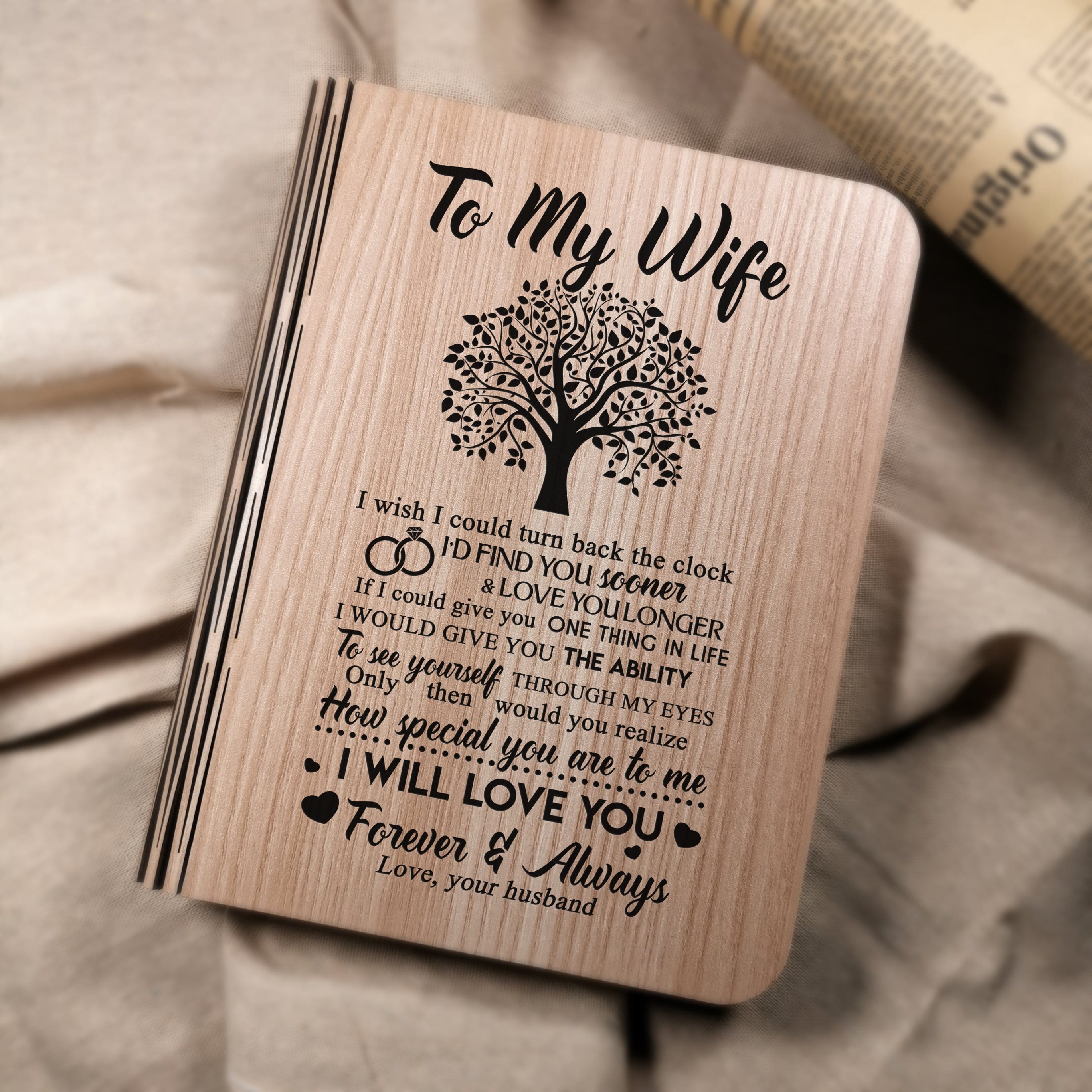 Book Lamp To My Wife - I Will Love You Forever And Always LED Folding Book Light GiveMe-Gifts