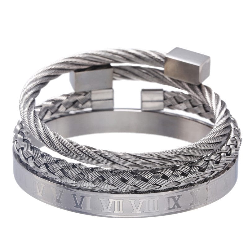 Bracelets For Dad Daughter To Dad - I Love You Dad Bangle Weave Roman Numeral Bracelets GiveMe-Gifts