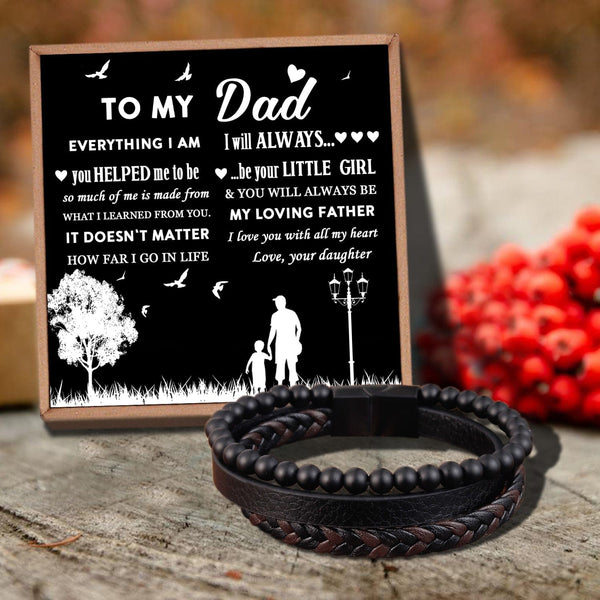 Bracelets For Dad Daughter To Dad - I Will Always Be Your Little Girl Black Beaded Bracelets For Men GiveMe-Gifts