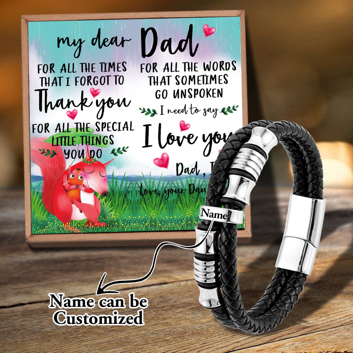 Bracelets For Dad Daughter To Dad - Thank You For All Personalized Name Bracelet GiveMe-Gifts