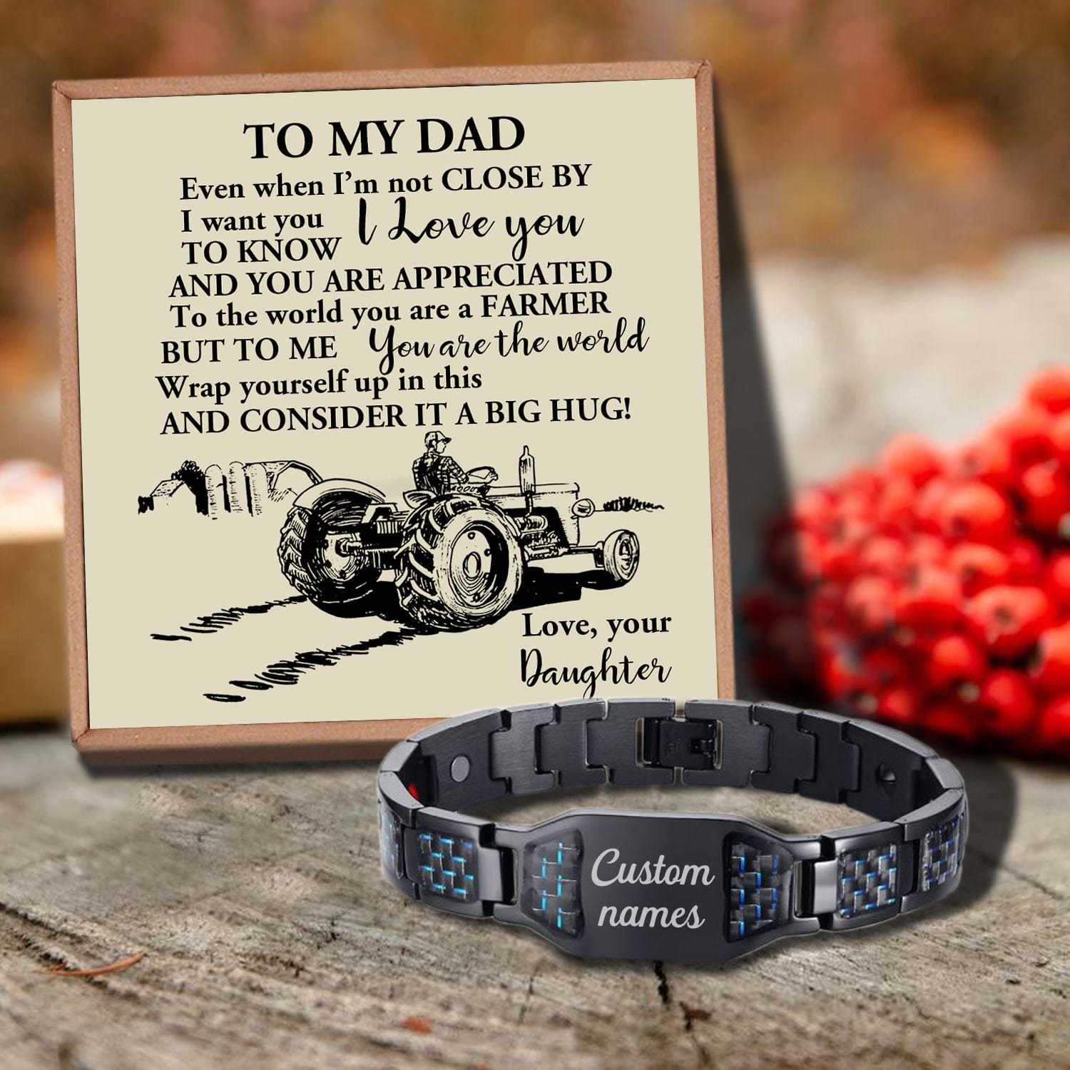 Bracelets For Dad Daughter To Dad - The World's Best Farmer Customized Name Bracelet GiveMe-Gifts