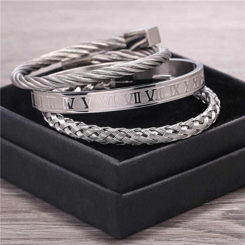 Bracelets For Dad Daughter To Dad - The World's Best Father Bangle Weave Roman Numeral Bracelets GiveMe-Gifts