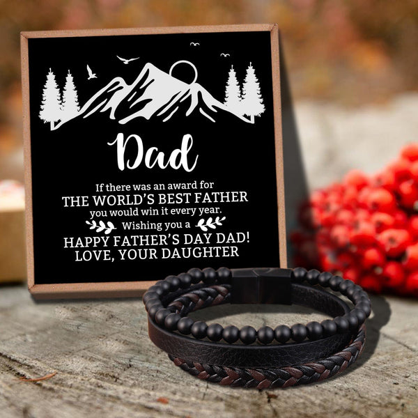 Bracelets For Dad Daughter To Dad - The World's Best Father Black Beaded Bracelets For Men GiveMe-Gifts