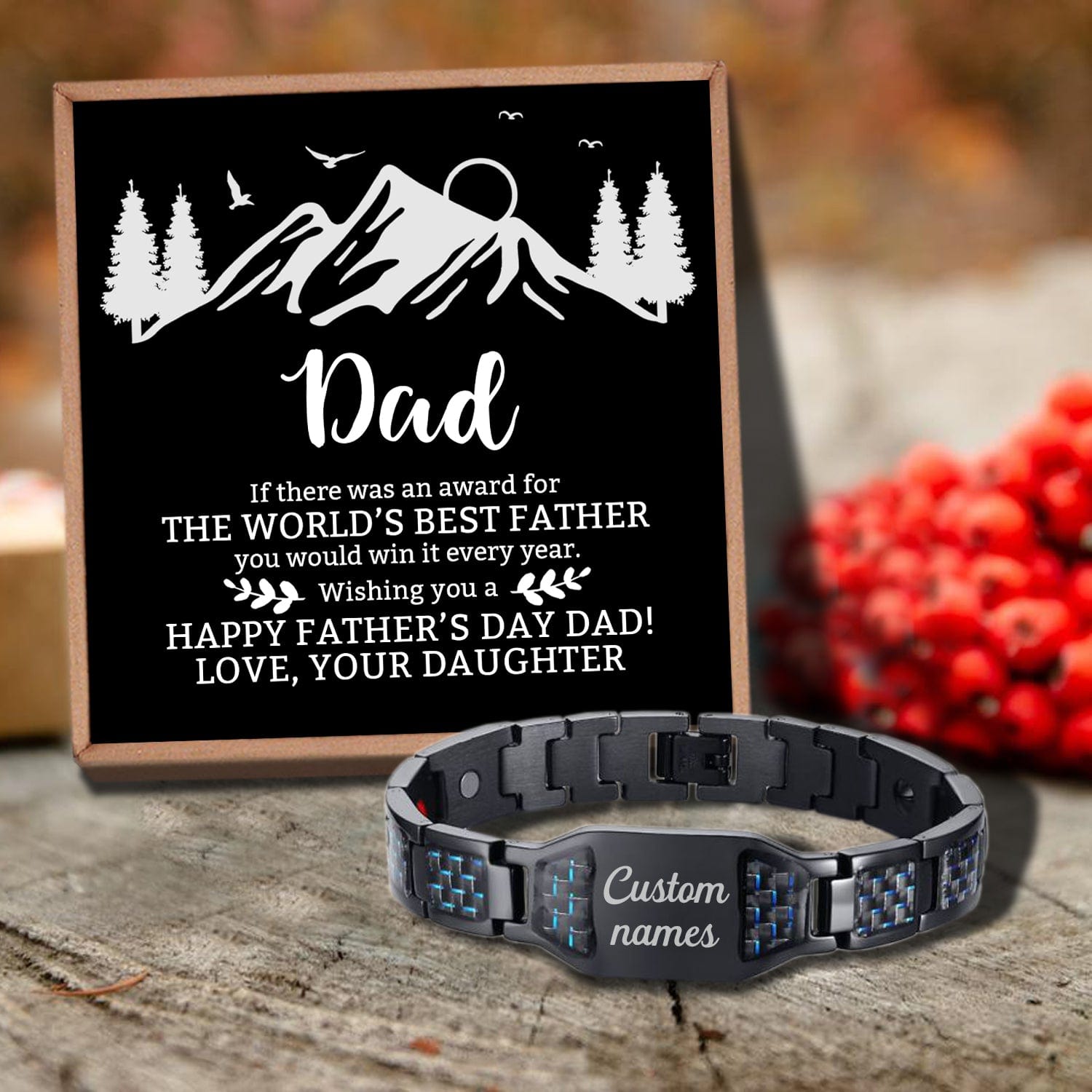 Bracelets For Dad Daughter To Dad - The World's Best Father Customized Name Bracelet GiveMe-Gifts