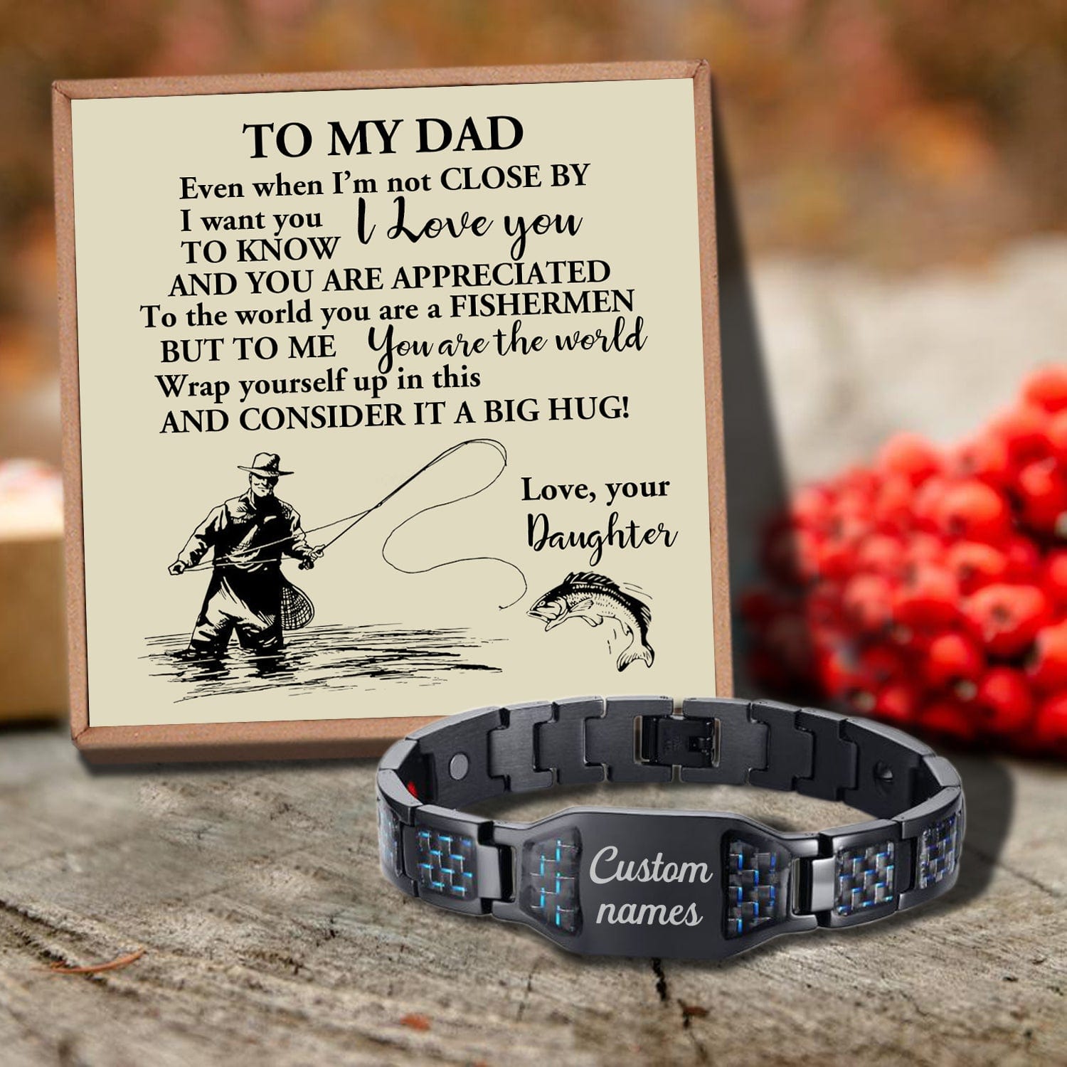 Bracelets For Dad Daughter To Dad - The World's Best Fishermen Customized Name Bracelet GiveMe-Gifts