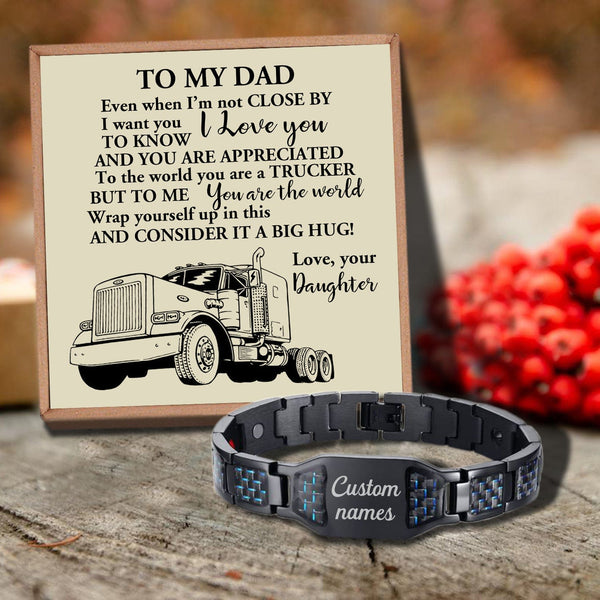 Bracelets For Dad Daughter To Dad - The World's Best Trucker Customized Name Bracelet GiveMe-Gifts